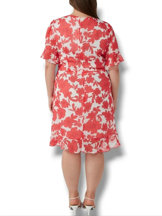 Estelle Poppy Essence Faux Wrap Mini Dress Size 2X NWT - Picture 7 of 12